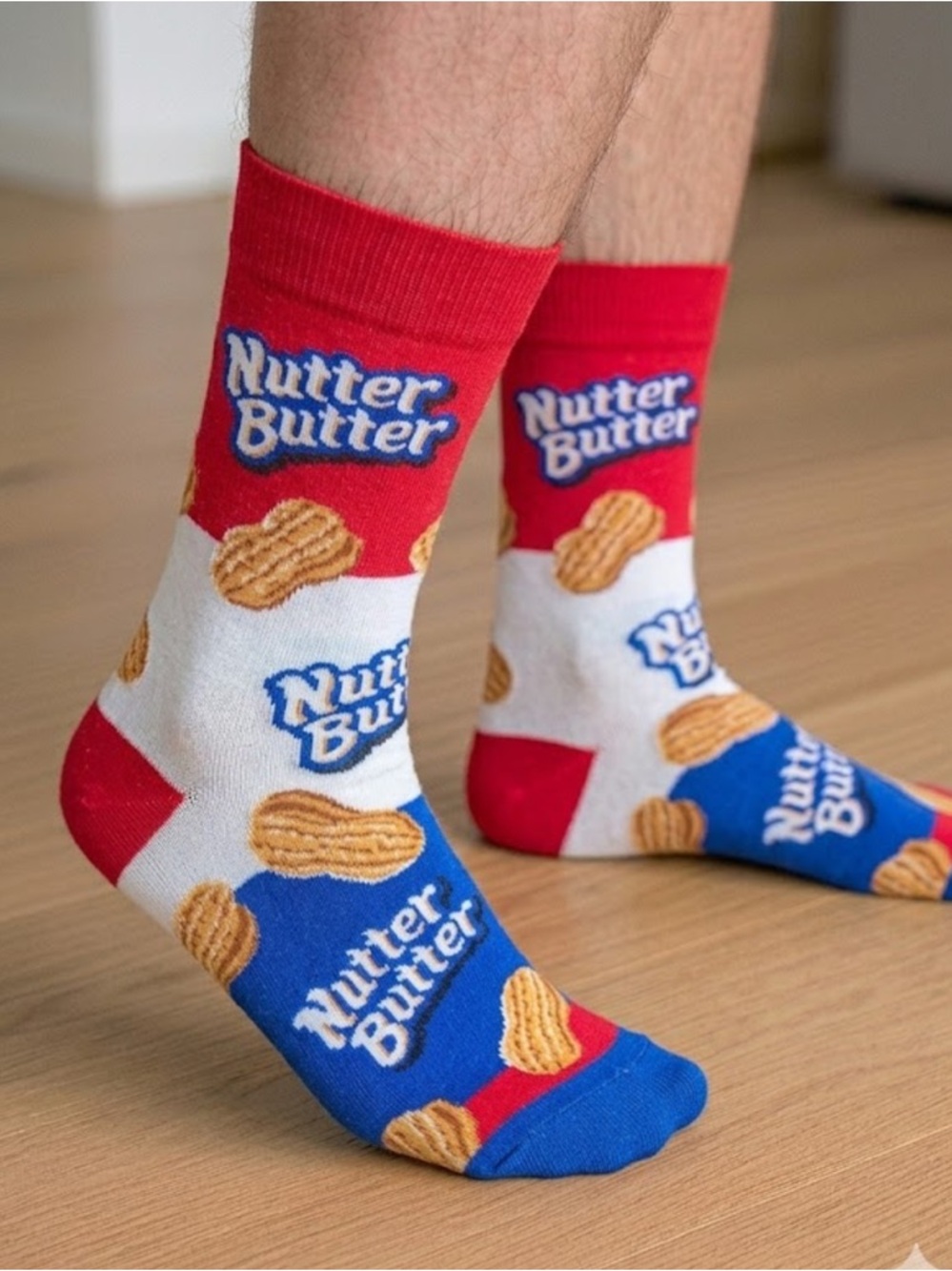 Nutter Butter Peanut Butter Sandwich Cookies men’s crew socks shoe size 6-12